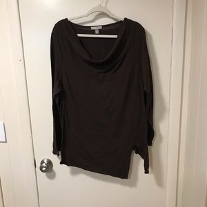 Dress barn Roz and Ali brown drape neck top